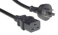 Power Cord C19,  Australian Plug , Black Color ,1 Metre Long , 15A rating
